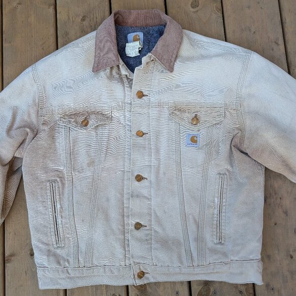 Vintage Carhartt Blanket Lined Duck Canvas Jacket - Sandstone Size 42 -J09 - Picture 5 of 15